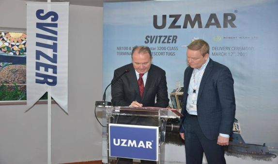 Uzmar, Towage Şirketi Svitzer 'a 2 Römorkör' ü Teslim Etti. Uzmar, Towage Şirketi Svitzer 'a 2 Römorkör' ü Teslim Etti.